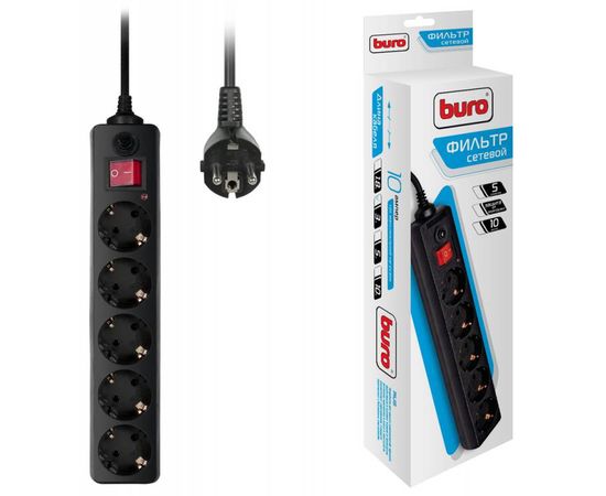  Сетевой фильтр Buro 500SH-3-B 3м (5 розеток) черный 