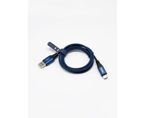  Кабель в оплётке со стяжкой USB - Type-C, Синий 