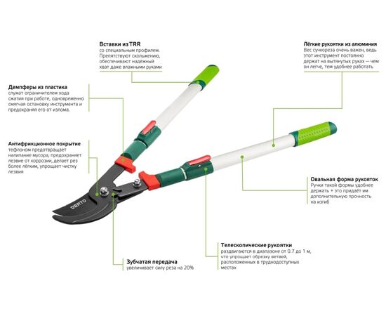  Сучкорез VERTO 15G253 универсальный телескопически 700-1000 мм 