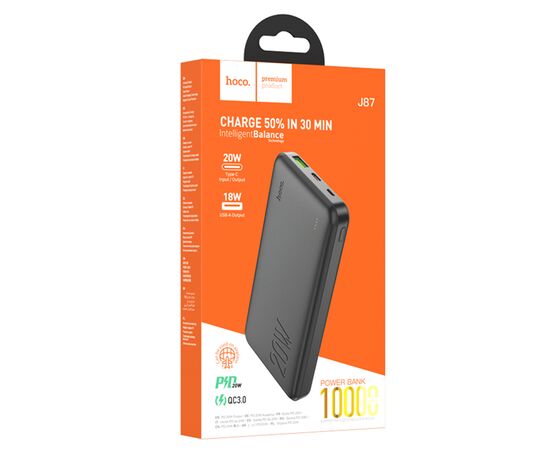  Портативный аккумулятор HOCO J87 Tacker, 3A, 10000 мА⋅ч, черный 