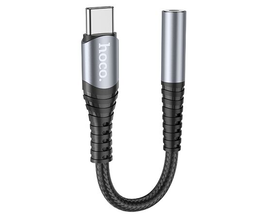  Переходник HOCO LS33, Type-C - Jack 3,5, серый металлик 