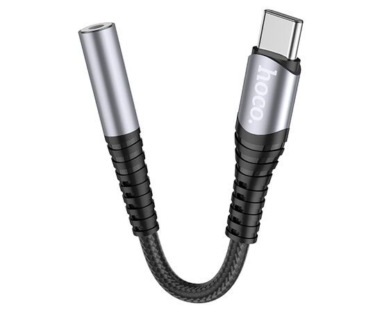  Переходник HOCO LS33, Type-C - Jack 3,5, серый металлик 