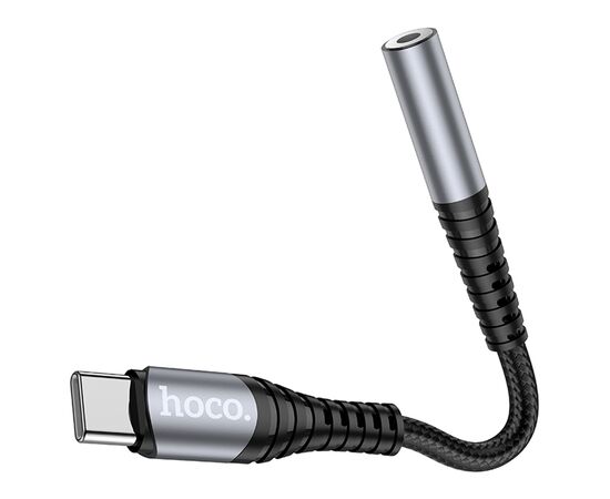  Переходник HOCO LS33, Type-C - Jack 3,5, серый металлик 