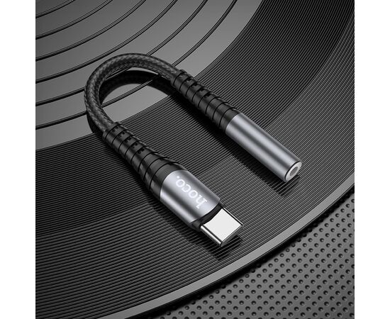  Переходник HOCO LS33, Type-C - Jack 3,5, серый металлик 