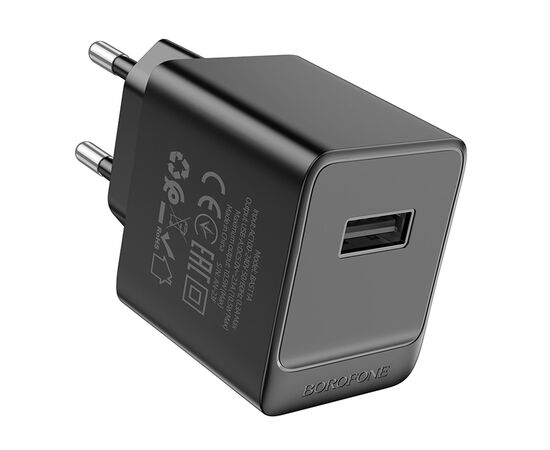  Адаптер Сетевой с кабелем Borofone BAS11A Erudite USB 2,1A/10,5W (USB/Micro USB) (black) (225093) 