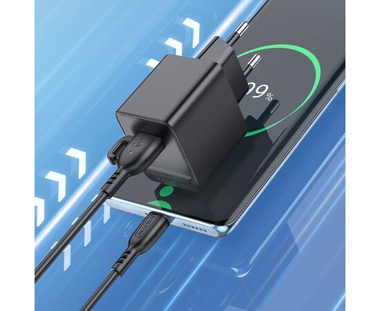  Адаптер Сетевой с кабелем Borofone BAS11A Erudite USB 2,1A/10,5W (USB/Micro USB) (black) (225093) 