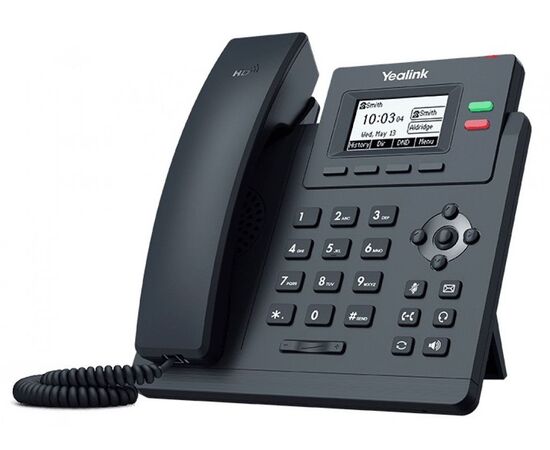  Телефон Yealink SIP-T31 черный, проводной, DHCP, DNS, IP, L2TP, конференц-связь, дисплей 