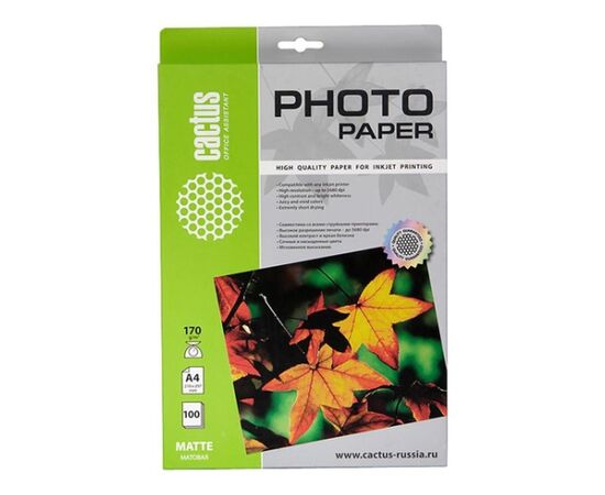  Фотобумага Cactus CS-MA4170100 A4/170г/м2/100л/белый матовое для струйной печати 