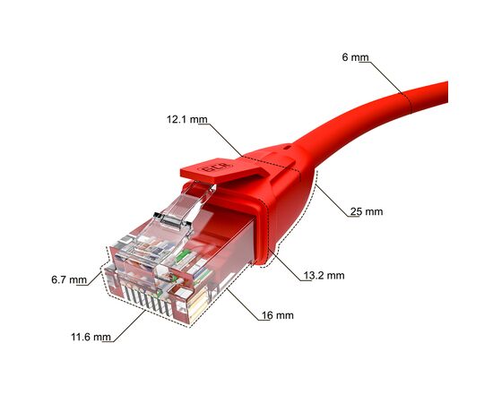  Патч-корд Greenconnect GCR-52707 прямой 7.5m UTP кат.6, красный 