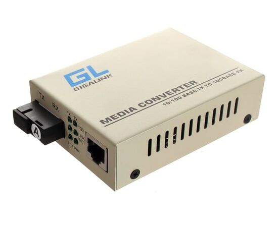  Конвертер из UTP GIGALINK GL-MC-UTPF-SC1F-18SM-1310-N, 100Мбит/c в WDM, без LFP, SM, SC, Tx:1310/Rx:1550, 18дБ (до 20км) 