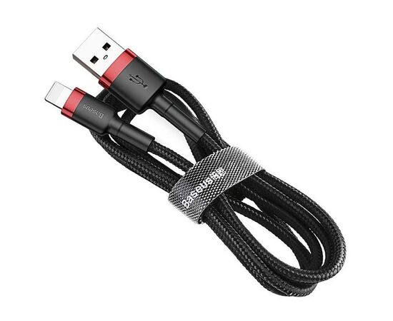  Кабель USB - Lightning Baseus cafule Cable 1.5A 2m, нейлон, CALKLF-C19 (Red + Black) 