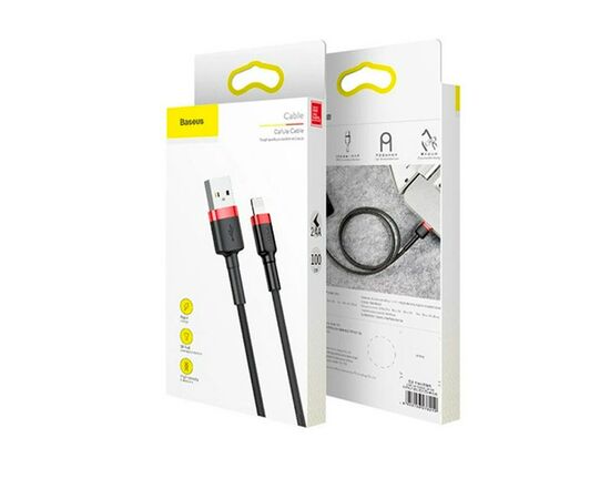  Кабель USB - Lightning Baseus cafule Cable 1.5A 2m, нейлон, CALKLF-C19 (Red + Black) 