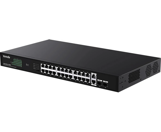  Коммутатор Tenda TEG1128P-24-250W неуправляемый PoE, 26x1 Гбит/с, PoE 24х30 Вт (до 230Вт), SFP 2х1 Гбит/с 