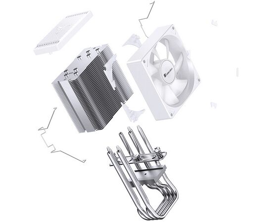  Кулер JONSBO CR-1400 Evo Color White LGA1700/1200/115X/AM5/AM4 (TDP 180W, PWM, 92mm Dynamic Multi-Color LED Fan, 4 тепловые трубки, белый, 4 