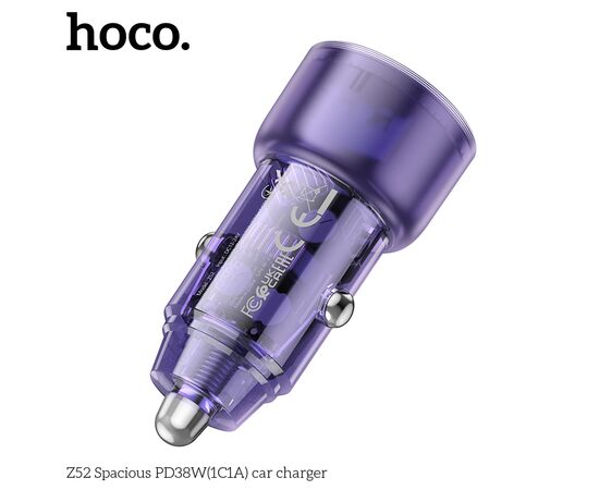  АЗУ HOCO Z52 Spacious PD38W(1C1A) (прозрачно фиолетовый) 