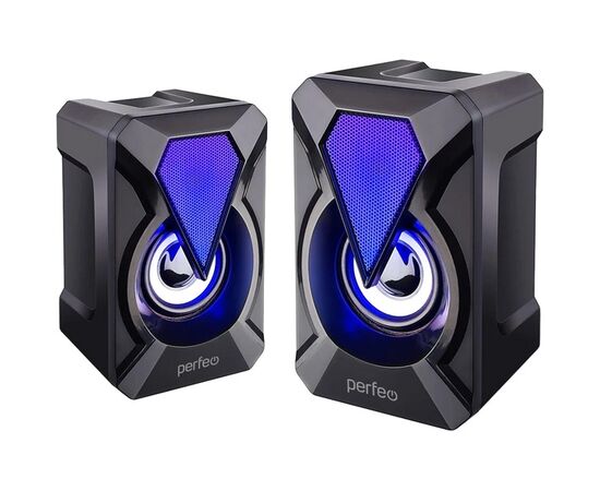  Акустическая система 2.0 Perfeo "FLAMES", 2.0, мощность 2х3 Вт, USB, чёрн, Game Design, LED подсветка 7 цв (PF_4439) 